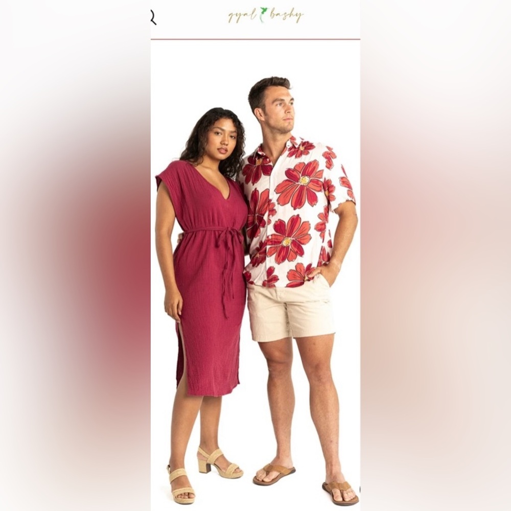 Gyal Bashy Double Gauze Organic Cotton
"Elisa" Cover Up Dress in Sorrel Red OS